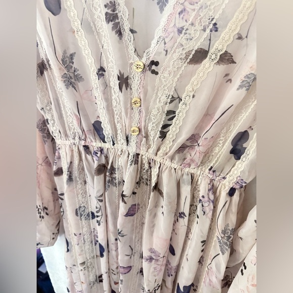 POL Floral Long Sleeve Chiffon Dress in Pink/Purple - Picture 10 of 12